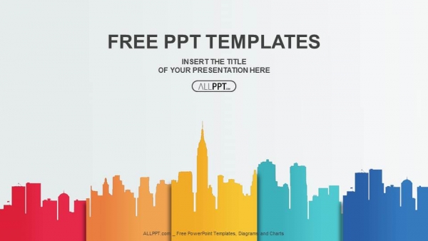 City buildings silhouettes and colors PowerPoint Templates - Powerpoint ...