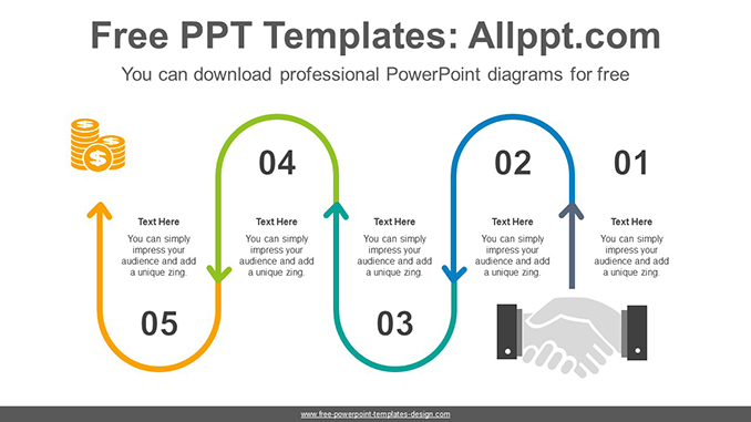 Handshake curved line PowerPoint Diagram Template - Powerpoint and