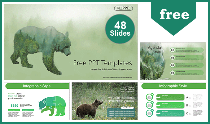 Silhouette Brown Bear PowerPoint Templates posting 1