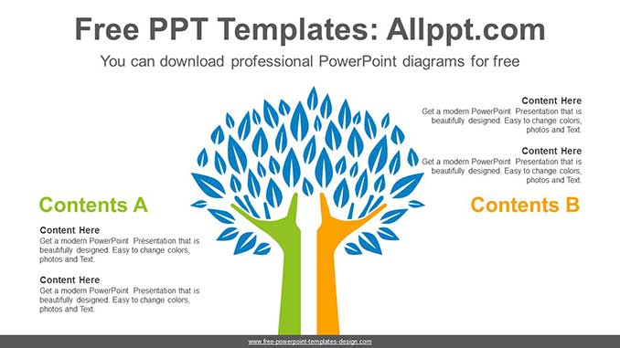 Two Hands Tree PowerPoint Diagram - Powerpoint and google slides ...