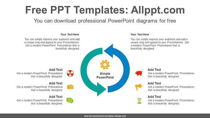 Two curved arrows PowerPoint Diagram Template - Powerpoint and google ...